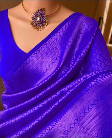 Pure jacquard Silk Sarees Royal Blue Colour, Wedding Wear