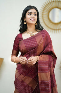 Elegant Maroon Jacquard Saree for Festive & Wedding Wear