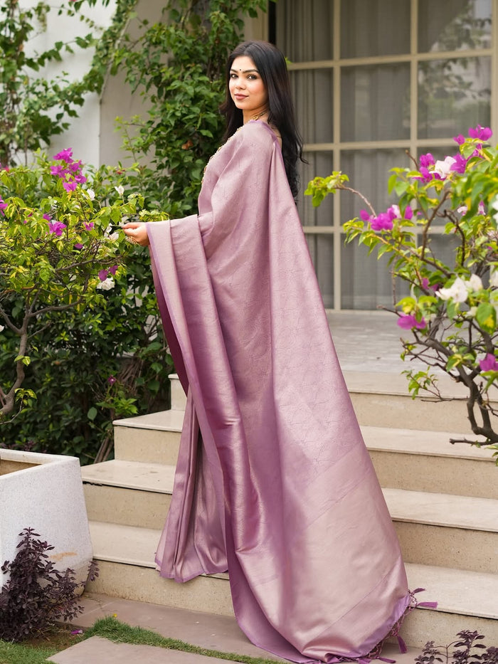 Lavender Jacquard Saree – Soft Pastel Elegance with Luxurious Woven Texture
