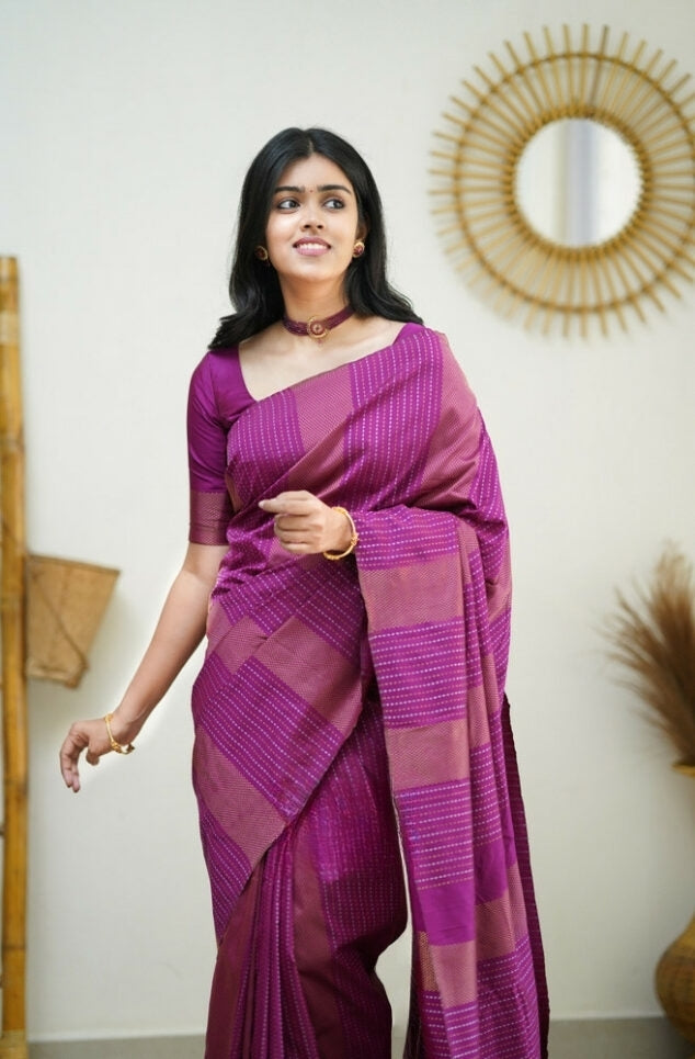 Graceful Pink Jacquard Saree