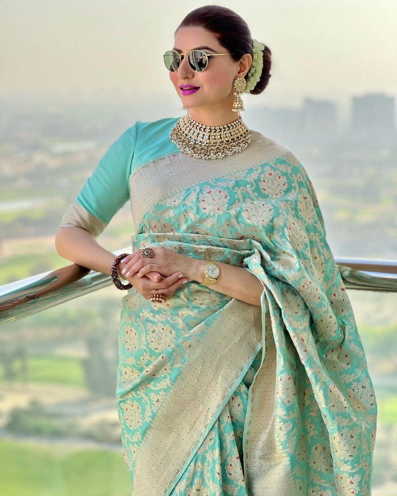 Light Blue Jacquard Saree