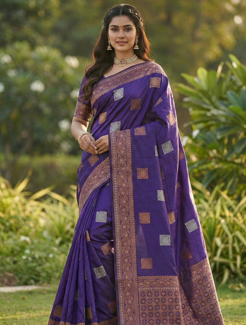 Purple Jacquard Saree