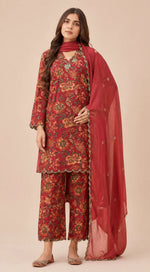 SOMIYA Women’s Pure Cotton Printed Suit Set with Dupatta