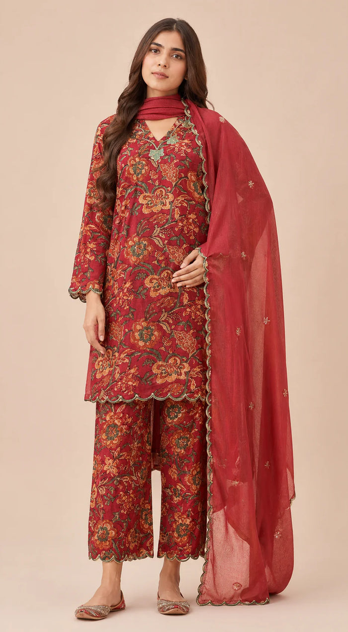 SOMIYA Women’s Pure Cotton Printed Suit Set with Dupatta