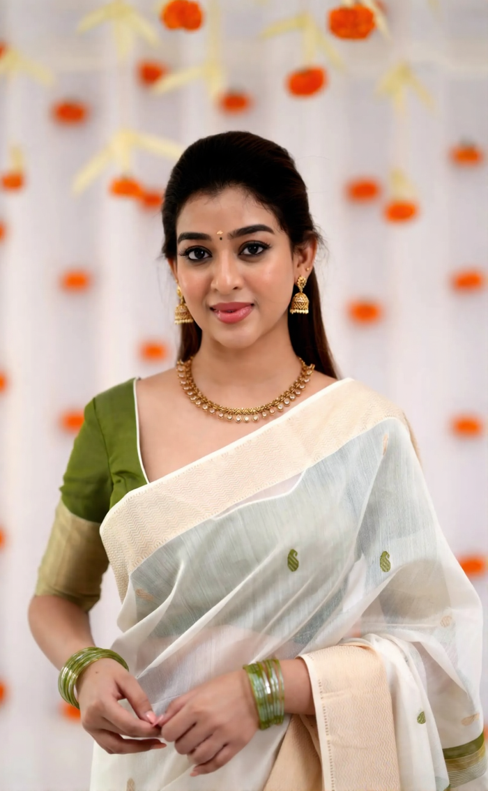 Elegant Green Jacquard Saree for Women – Festive & Wedding Wear