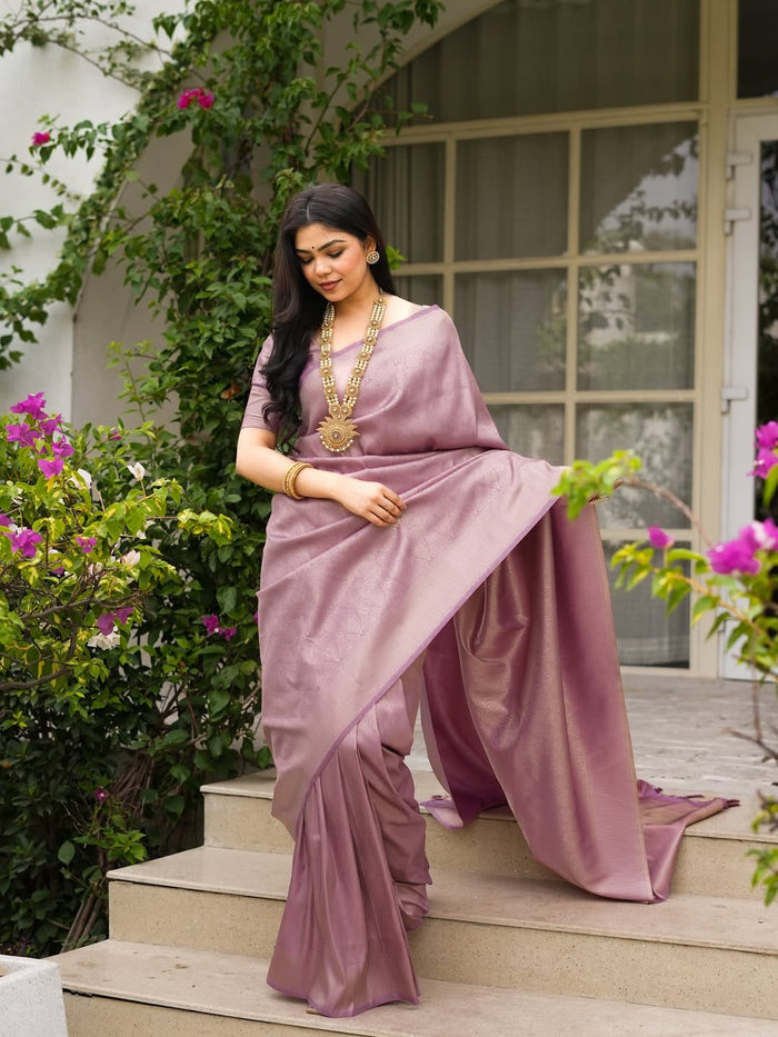 Lavender Jacquard Saree – Soft Pastel Elegance with Luxurious Woven Texture