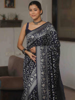 Premium Navy Blue Jacquard Saree