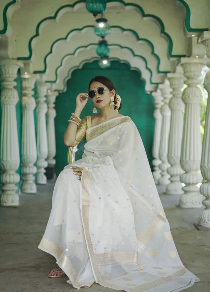 White Jacquard Saree – Timeless Elegance in Classic Pure White