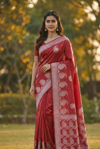 Elegant Maroon Jacquard Saree – Premium Traditional Indian Wear for Women
