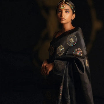 Luxury Black Jacquard Saree for Party, Festive & Wedding Elegance