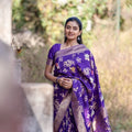 Classic Blue Jacquard Saree for Timeless Festive & Party Style