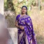 Classic Blue Jacquard Saree