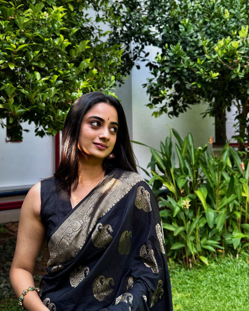 Luxury Black Jacquard Saree 