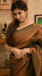 Elegant Brown Jacquard Saree