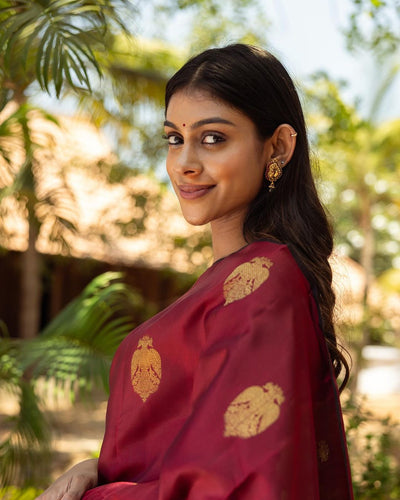 Rich Red Jacquard Saree