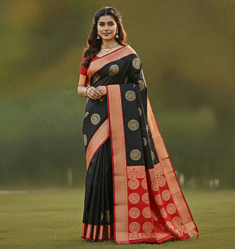 Elegant Black Jacquard Saree