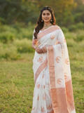 Elegant White Jacquard Saree – Timeless Beauty for Every Occasion