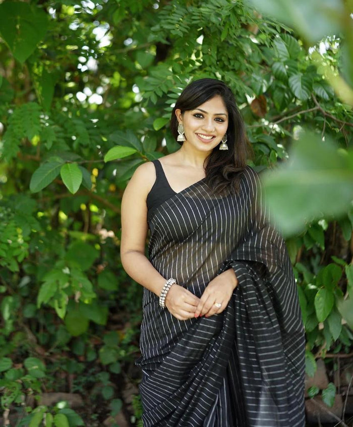 Classic Black Jacquard Saree for Timeless Festive & Party Wear