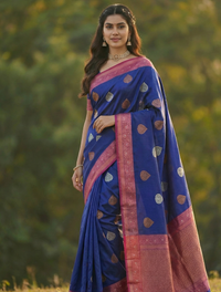 Graceful Blue Jacquard Saree – Premium Indian Ethnic Wear for Festive Elegance