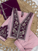 Pink Roman Silk Anarkali Kurti Set