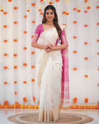 Pink Jacquard Saree for Women – Elegant Festive Wear with Rich Weaving