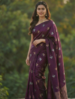 Wine Jacquard Saree 
