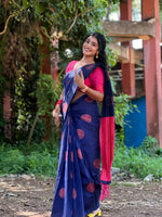 Dark Blue Jacquard Saree
