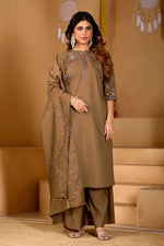 Brown Viscose Mango Silk Anarkali Kurti Set