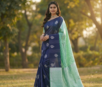 Blue Jacquard Saree – Stylish Woven Saree with Elegant Traditional Charm