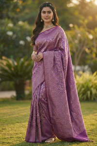 Royal Purple Jacquard Saree – Rich Woven Texture & Elegant Festive Wear