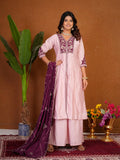 Pink Roman Silk Anarkali Kurti Set