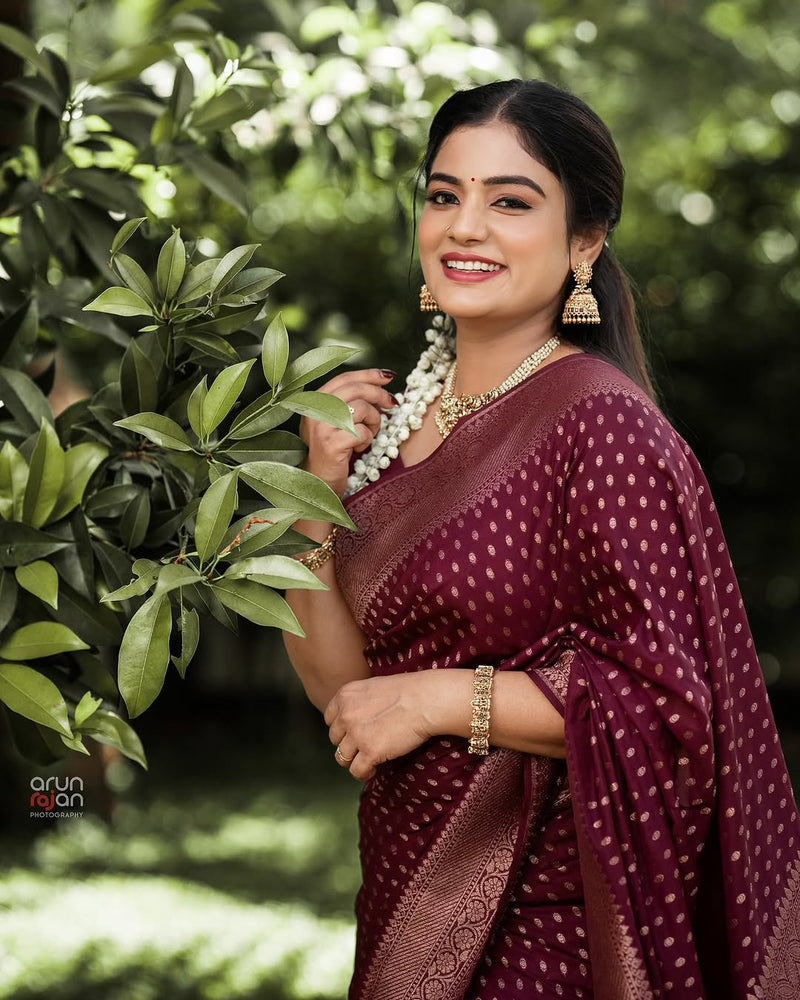 Maroon Jacquard Saree