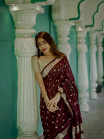 Wine Jacquard Saree