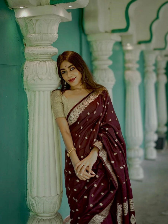 Wine Jacquard Saree – Luxurious Elegance in a Royal Deep Wine Shade