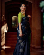 Majestic Dark Blue Jacquard Saree 