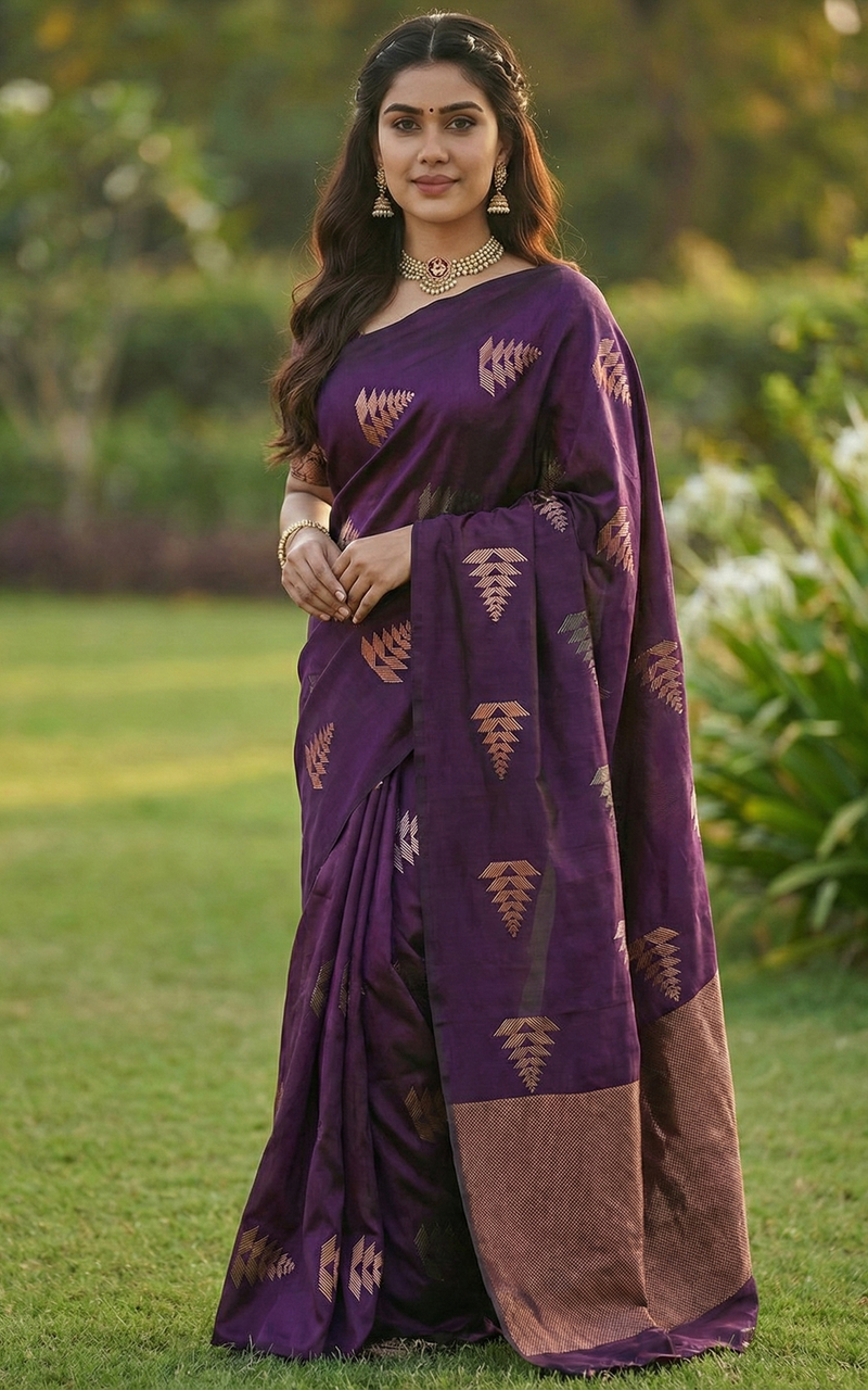 Purple Jacquard Saree