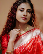 Vibrant Red Jacquard Saree