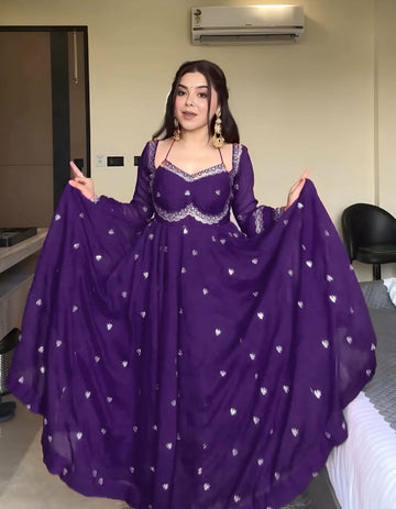Neha Elegant Purple Festival Anarkali Suit Set