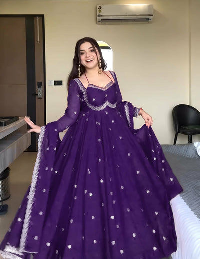 Neha Elegant Purple Festival Anarkali Suit Set