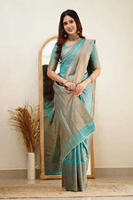 Tea Blue Jacquard Saree