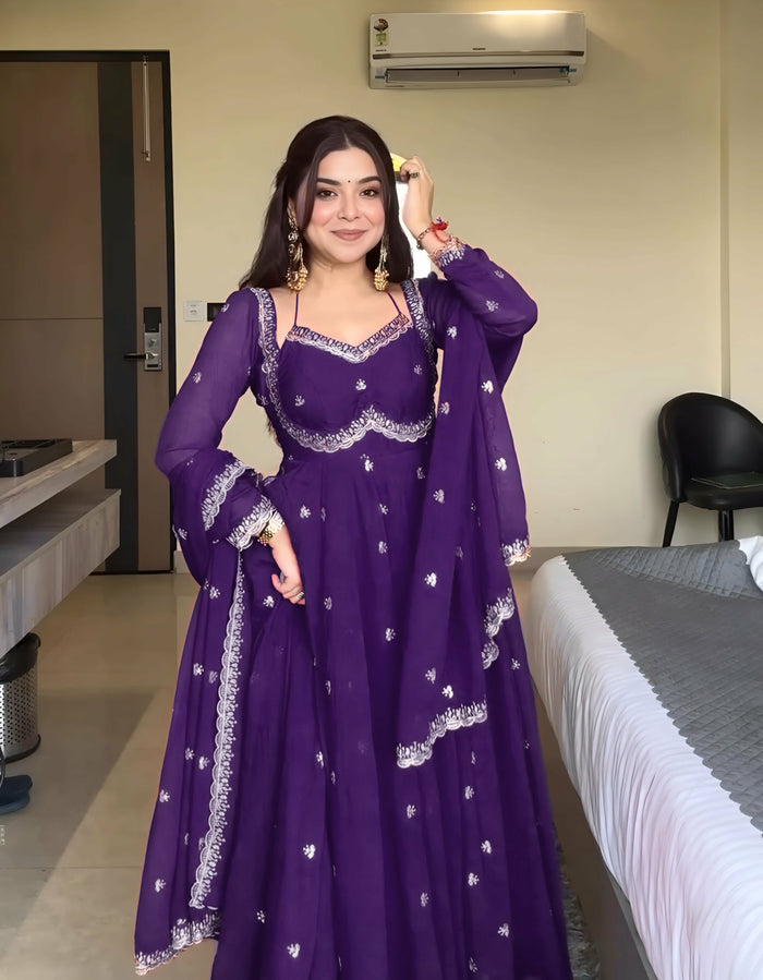Neha Elegant Purple Festival Anarkali Suit Set