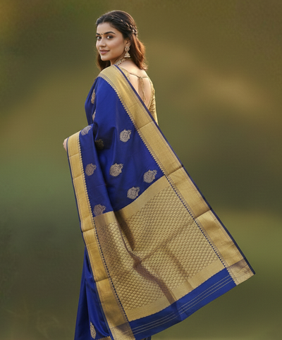 Luxurious Blue Jacquard Saree