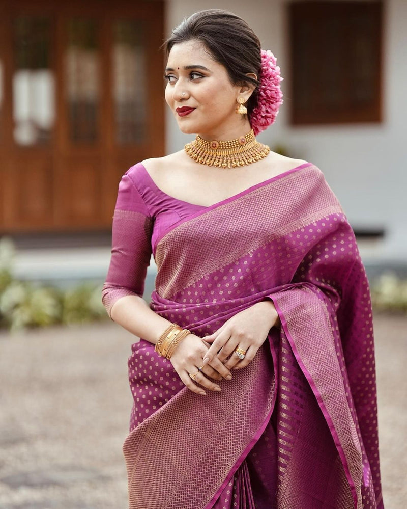 Royal Purple Jacquard Saree