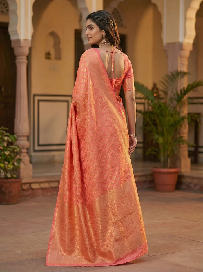 Graceful Pink Jacquard Saree – Premium Woven Design for Festive & Party Wear