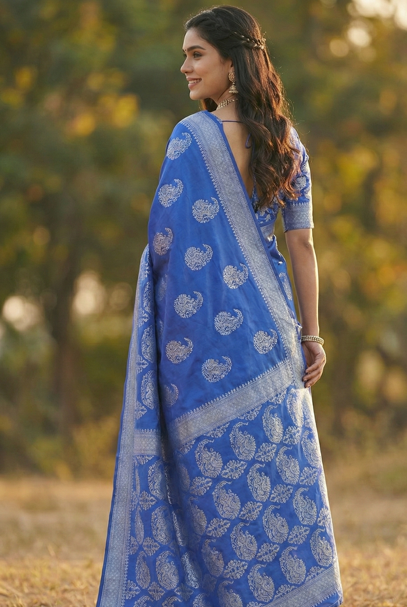Blue Jacquard Saree