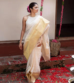 Samantha Fame Groovy White Colored Festive Wear Pure Linen Saree