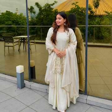 Ivory Embroidered Sharara Suit Set