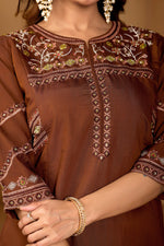 Coffee Viscose Mango Silk Anarkali Kurti Set