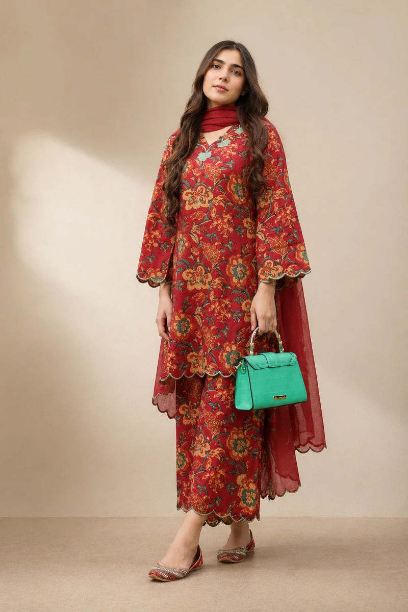 SOMIYA Women’s Pure Cotton Printed Suit Set with Dupatta