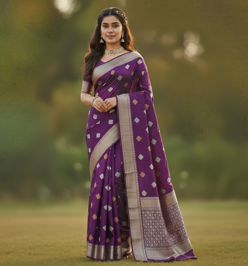 Wine Jacquard Saree